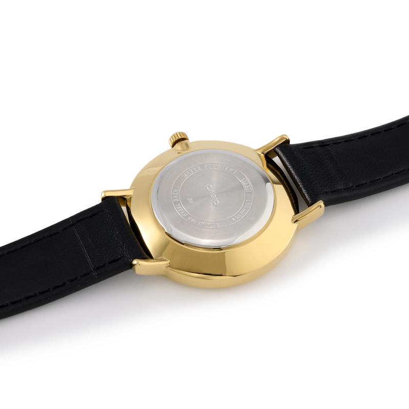Casio STANDARD series gold watch frame life waterproof quartz movement leather strap Japanese and Korean watch women's watch black dial LTP-VT01GL-1B