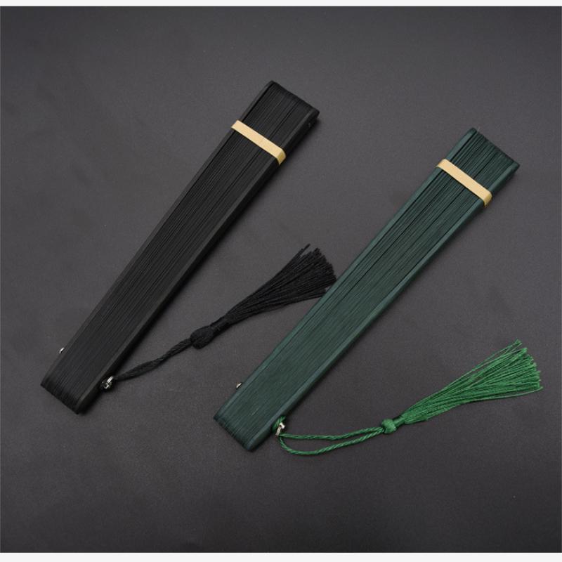 Folding Fan Antique Style Mini Chinese Style Full Bamboo Fan Summer Hanfu Classical Dance Cheongsam Men And Women Gifts Group Fan Black