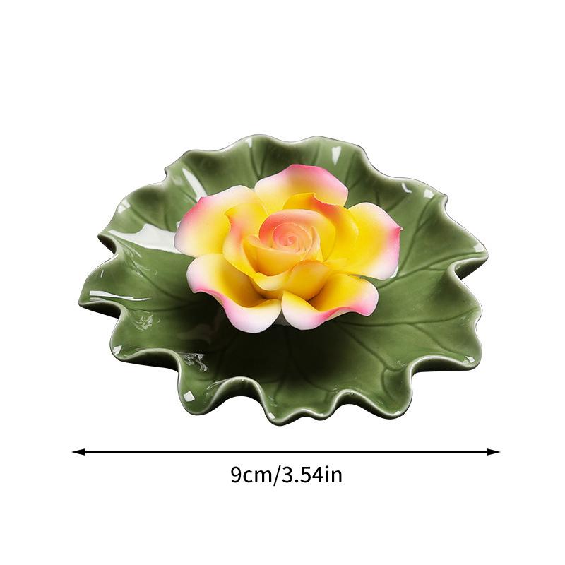 Ceramic Imitation Floral Thread Incense Tray Home Tea Room Aroma Diffuser Lotus Leaf Base Buddha Hall Incense Burner