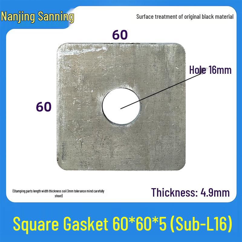 Black Carbon Steel Square Gasket with Hole