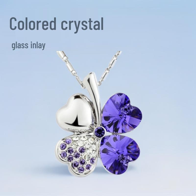 Limited Offer! Dongdaemun Korean Crystal Necklace - Finding Happiness Clover