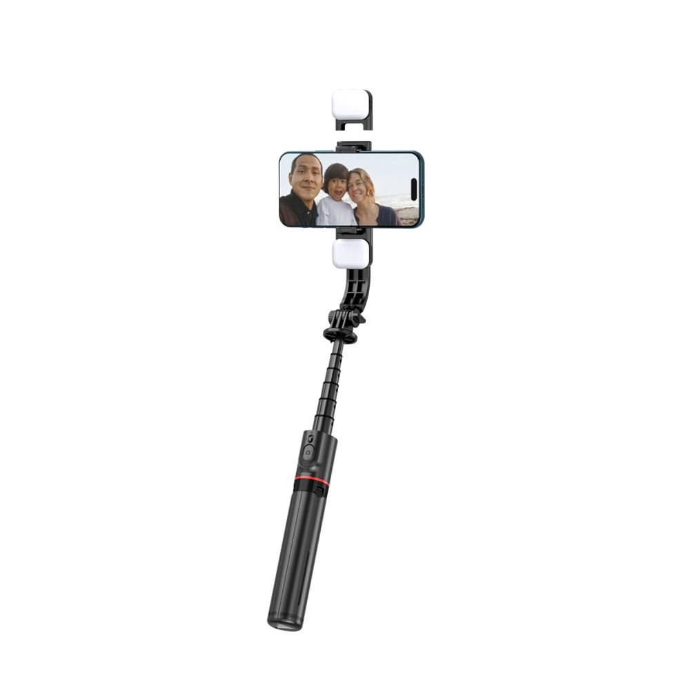 Tech-Protect L05S Bluetooth Selfiestang Stativ & LED-lys Svart