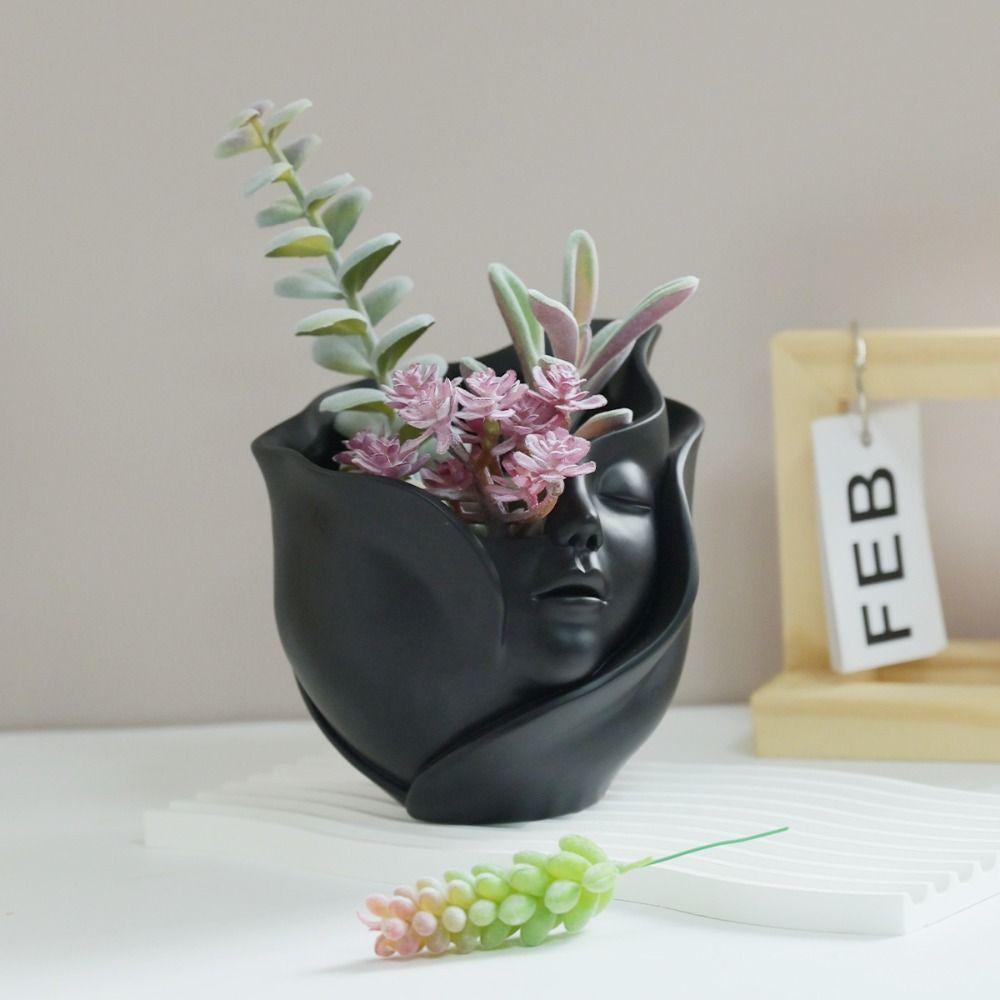 

Aesthetic Character Plant Pot European Style Hydroponic Flower Holder Creative Flower Pot Table білий