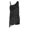 Girls Dance Wear Slanted Shoulder Sparkly Sequins Rhinestone Leotard with Fringe Shorts Bottoms
