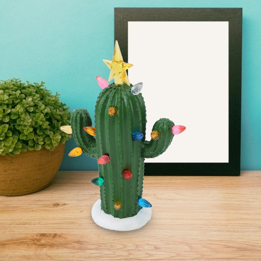 Kaktus-Nachtlicht, leuchtende dekorative Tischlampe aus Kunstharz für Zuhause, Nachttisch oder Büro, Grün