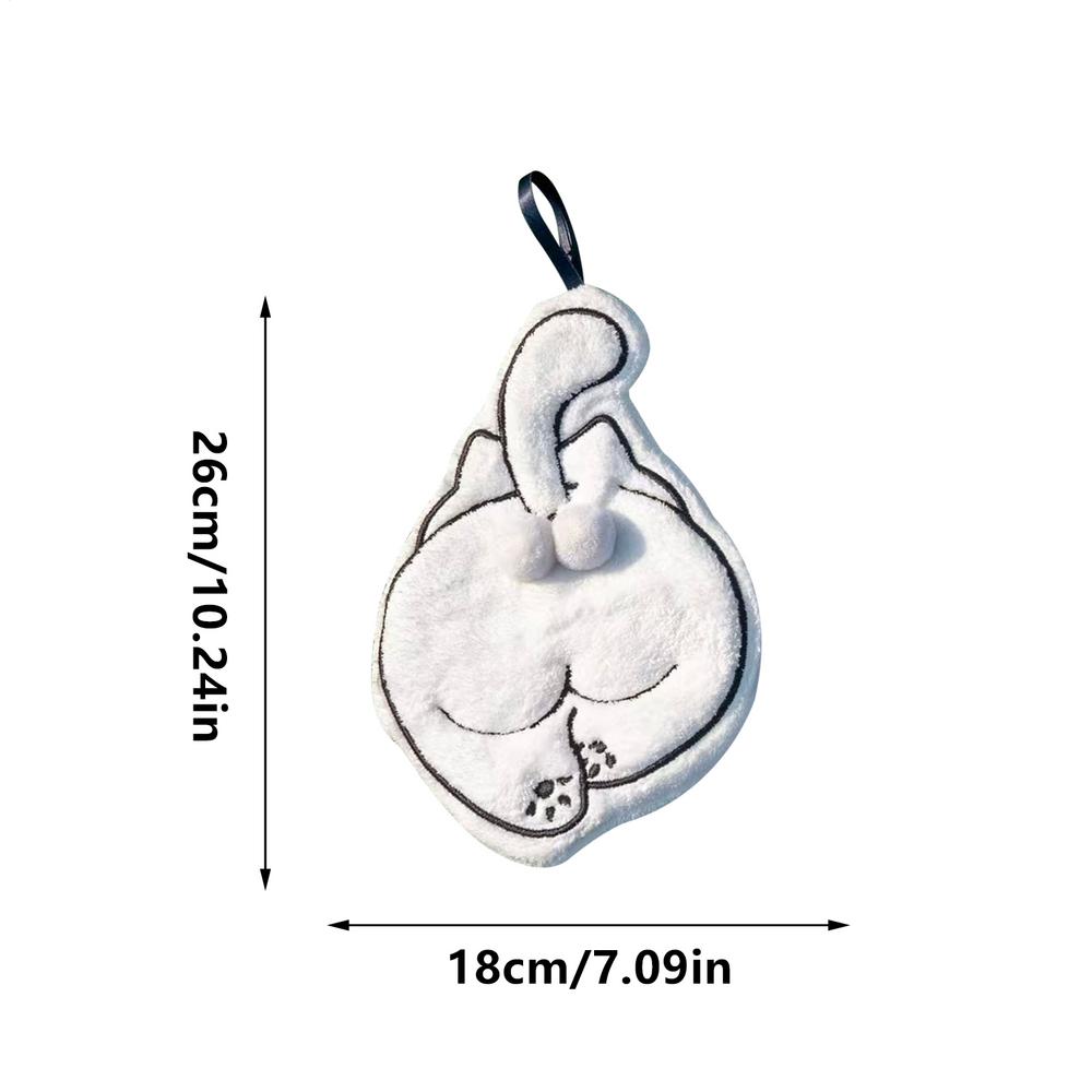 

Cute Kitchen Towels Cat Butt Soft Absorbent Hanging Towel Cleaning Reusable Cloth Cat Hand Towels For Sink Stove Bathroom білий