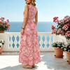 A-Line Floral Maxi Dress,Sleeveless Lightweight Flowy Women's Summer Dress,Ideal for Vacation Casual Wear,Versatile for Spring & Fall Layering