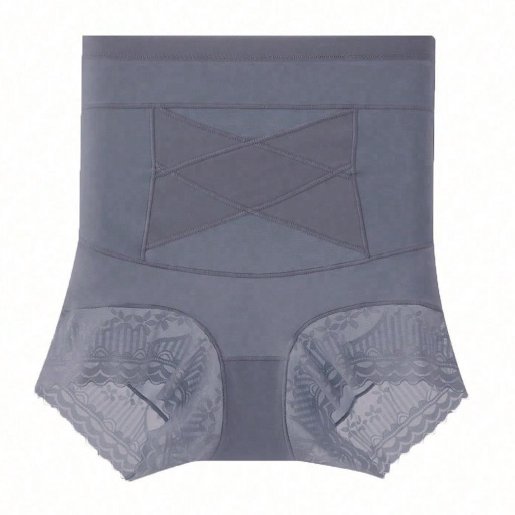 High Waist Shaping Panties for Women Compression Tummy Control Butt Lifting Seamless Body Shaper Underwear Slimming Briefs with Lace Trim