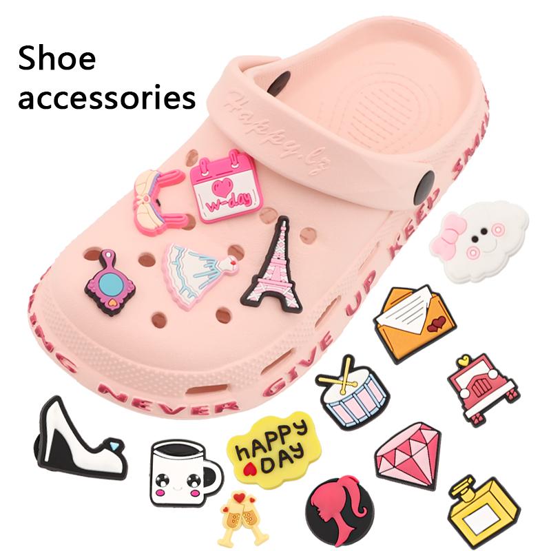 Pink Wedding for Shoe Charm Girl Pins Women Garden Sandals Buckle PVC Shoes Accessories Kids Decoration Badge X-mas Gifts 1Pcs
