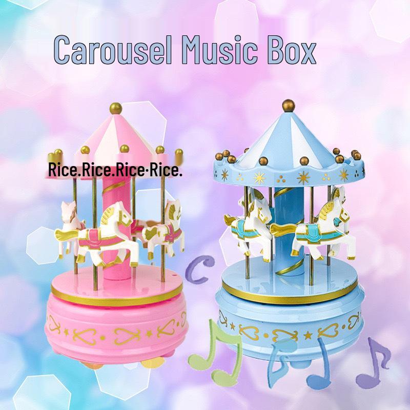 

Valentine s Day Carousel Music Box Cake Decoration for Children s Birthday 10.5x18 cm