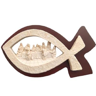 Fish Shape Last Supper Scene Statue Decorative Holiday New Year Party