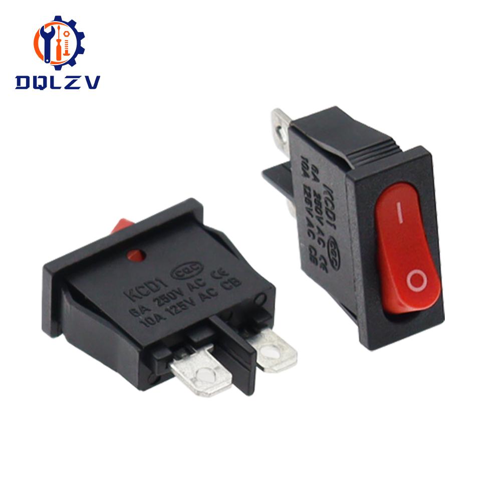 10x22mm KCD1-110 Black Super Thin Rocker Switch NO/OFF 2 Pin Small Instrument Power Switch 6A 250VAC /10A 125VAC