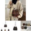 Trendy Minimalist Plaid Design Bucket Bag For Women Timeless Chic Shoulder Bag