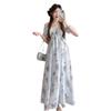 2026 Summer Floral Print Waist-Cinched Long Maternity Dress