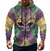 Men's Sports Casual Fleece Hoodie Carnival Print Hoodie Cardigan Zipper Multi-pocket Hoodie Coat
