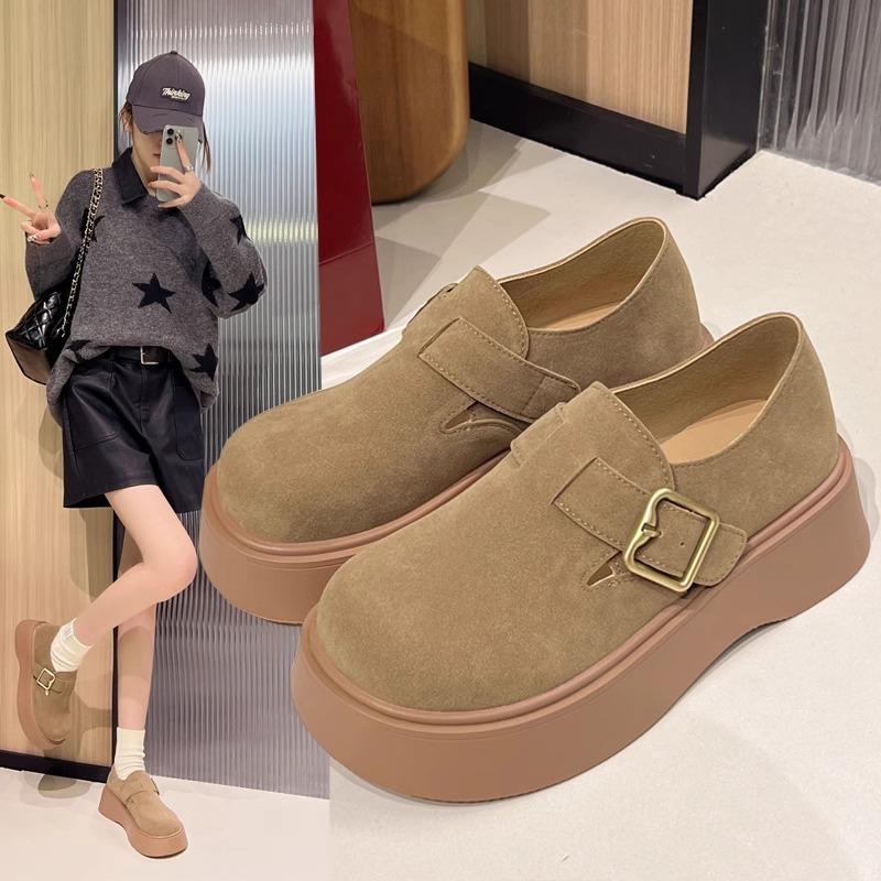 Thick-soled heightening all-inclusive Birkenstocks for women s 2025 spring and autumn new retro Boken loafers one-pedal casual single shoes 35 хаки 3198₽