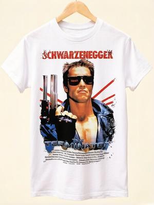 The Terminator  A Unisexs and Womens Universal Black Tshirt Designed Based On The Movie Poster
