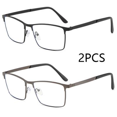 1PCS Men Square Metal Frame Spring Leg Blue Light Blocking Eyeglasses for Elderly Near Sight Eye Protection