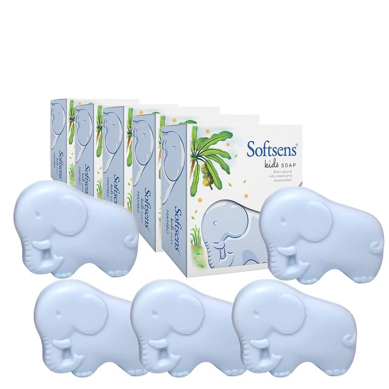 Мыло Softsens Kids Mambo 75 г каждое (Пакет из 5) Нежное питательное мыло-крем с маслом ши и молоком для малышей