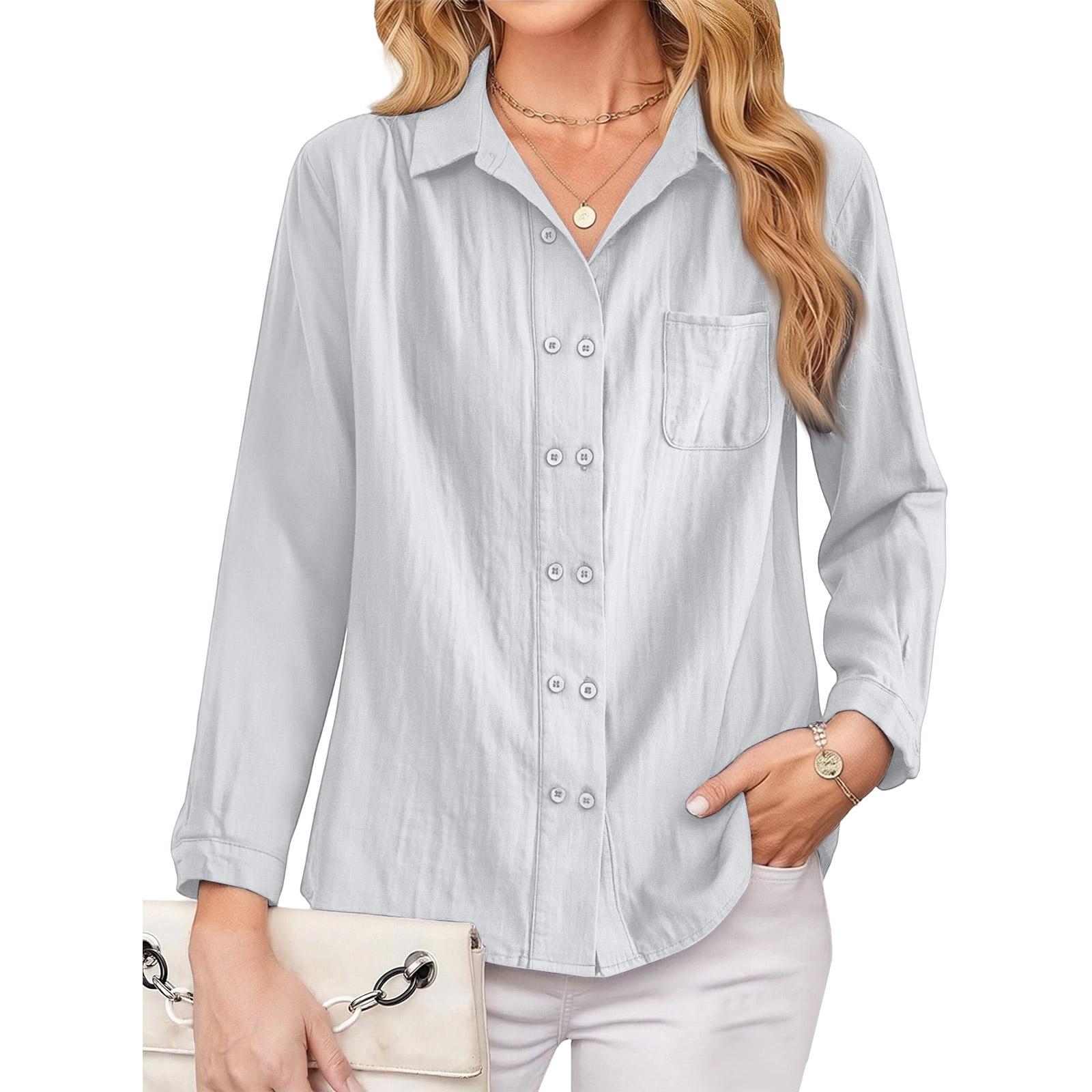 

Fashionable Women s Loose-fitting Design Shirt, Literary And Retro Double-breasted Cotton And Linen Long-sleeved Shirt. XL білий