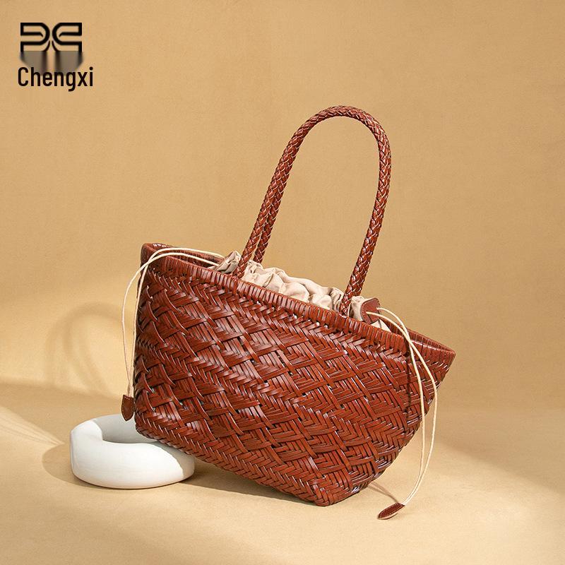 French High-End Woven Basket Handbag