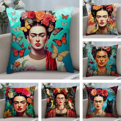 F-Frida K-Kahlo Art Pillow Case Short Plush Double-sided Print Square Throw Pillow Covers Sofa Home Cushion Decor