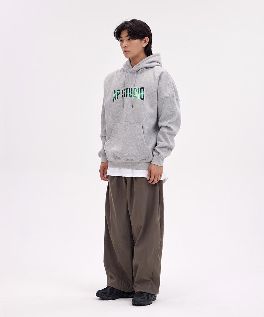 Thunder Graphic Lettering Oversized Wide Shoulder Hoodie_Melange