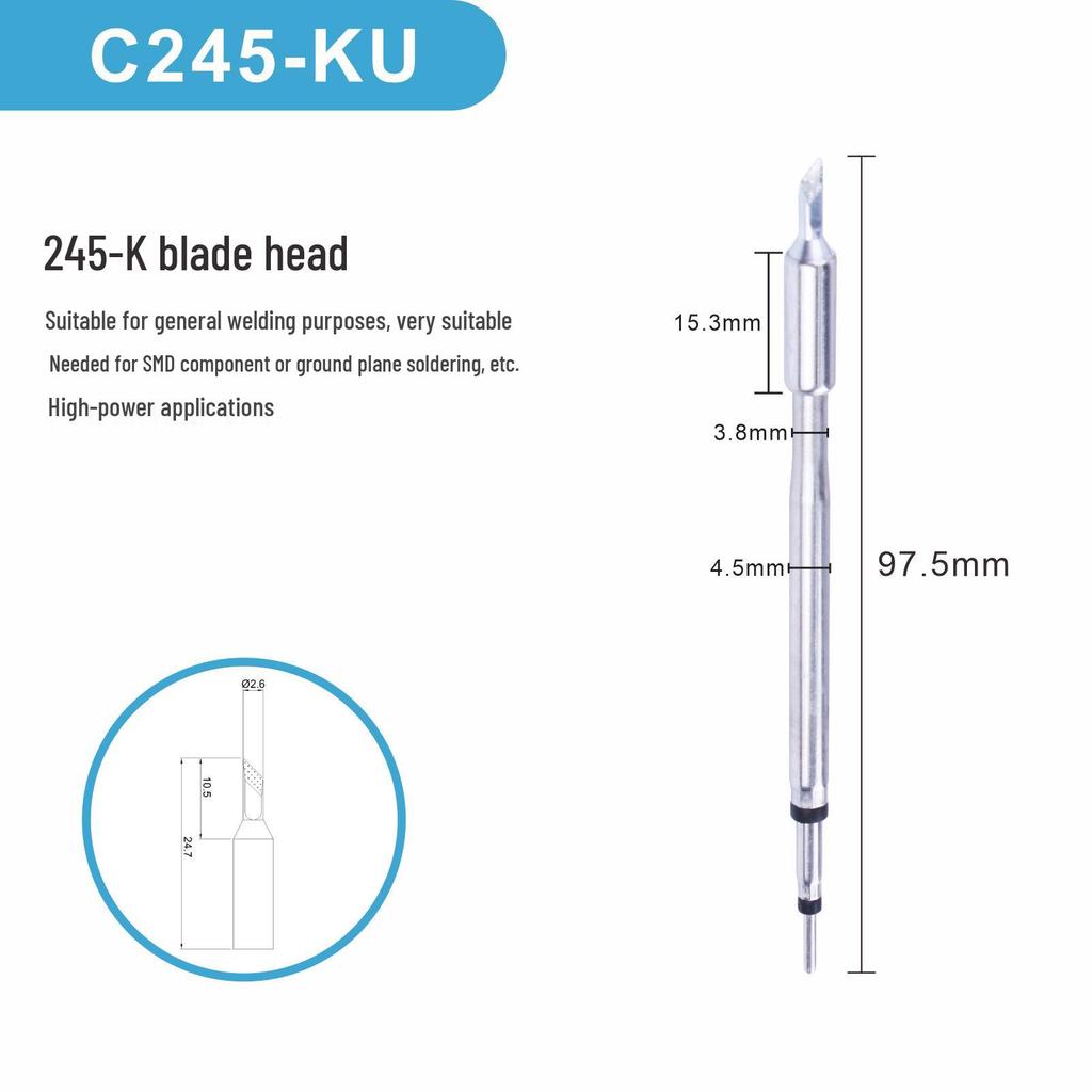 High-Quality Pure Copper C245K Soldering Iron Tip with Integrated Heating Element