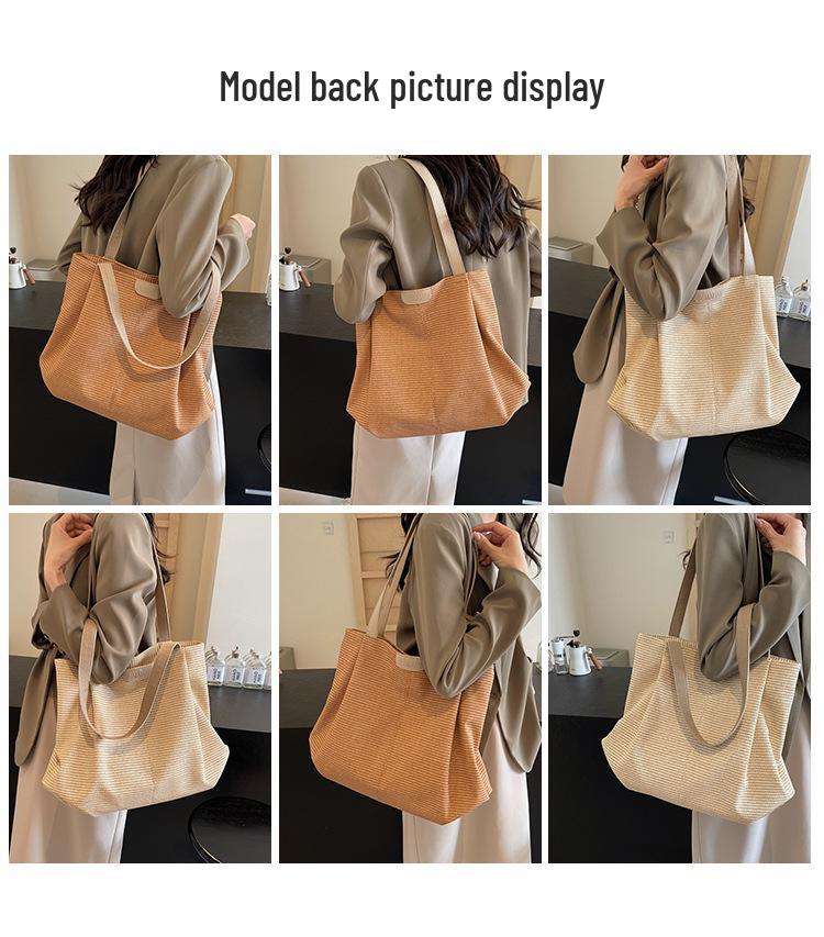 2026 Japanese Casual Women's Solid Color Large Tote Bag for College and Commute