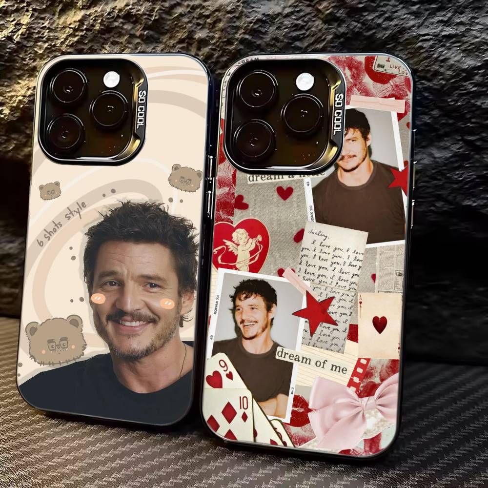P-Pedro Pascal Actor Phone Case For iPhone 17,16,15,14,13,12,11 Plus,Pro Max,XS,Colorful Silver Black Cover