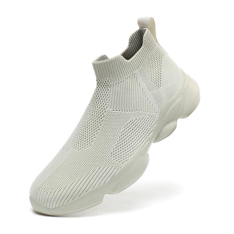 Large Size Elastic Socks Shoes High-top Fly-woven Mesh Lazy Tide Shoes One-pedal Casual Sports Running Men's Shoes