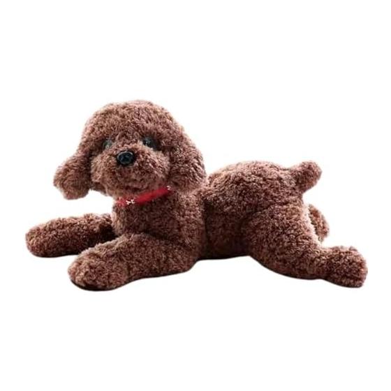 Toy Poodle Plush Dog Body Pillow Poodle Realistic Large Stuffed Animal Handmade Dark Brown