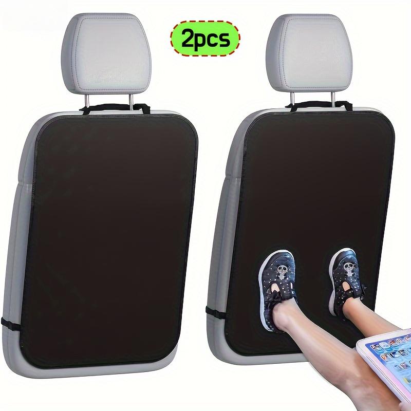 [2pcs Kick Protectors] 2pcs Auto Seat Back Kick Protectors | Large Black Car Seat Covers with White Headrests, Dirt, Mud, Stain & Scratch Protection