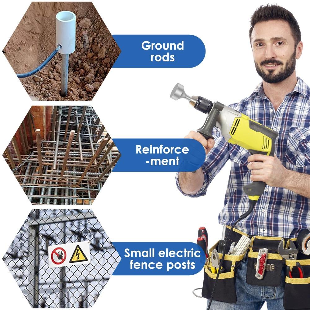 Silver Ground Rod Driver Cap SDS Plus Pad Tool Easy To Install Steel Hammer  Driving Grounding Rods