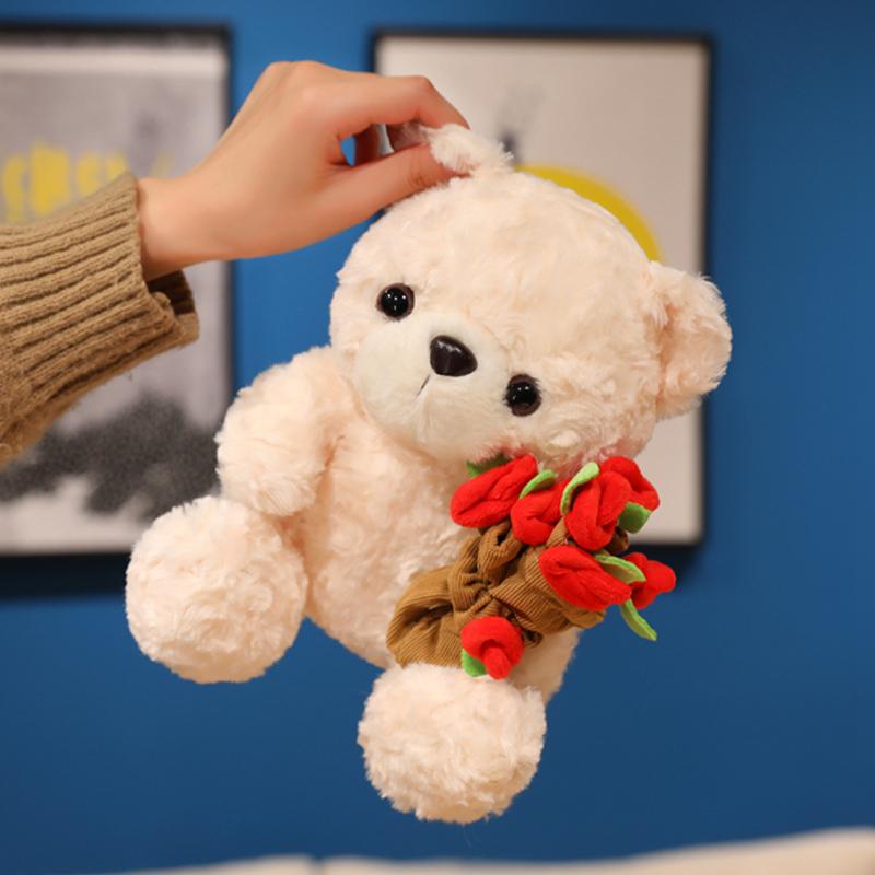 Valentine's Day Confession Rose Bear Plush Toy Doll Bear Figurine Romantic Anniversary and Birthday Present