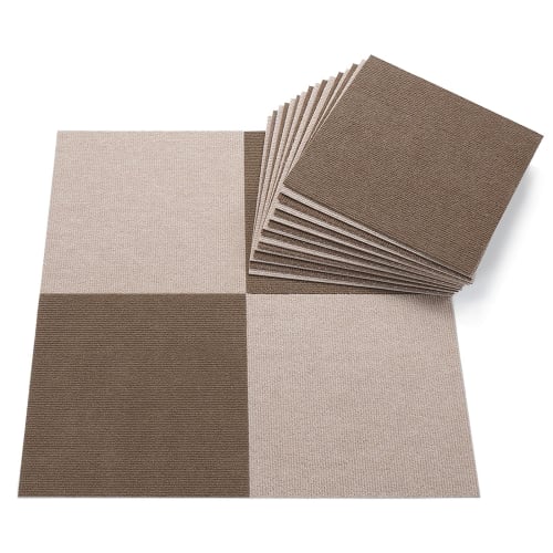 Sanko Non-Slip Tile Carpet, 25x25cm, Brown, Set of 20, Made In Japan, Water-Repellent, Deodorizing, Washable, Carpet Type, Easy-to-Place Adhesive, Til