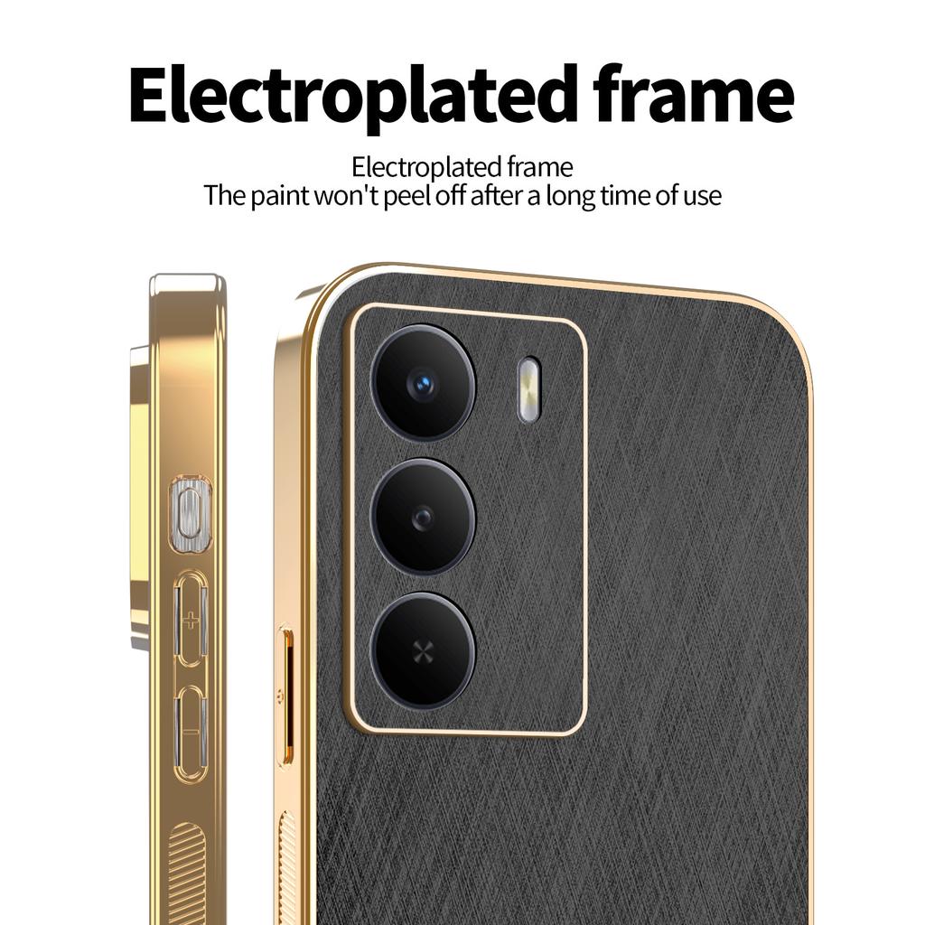 For Realme V70 5G/C73 4G Case Electroplating Silk Texture PU+TPU Phone Back Cover