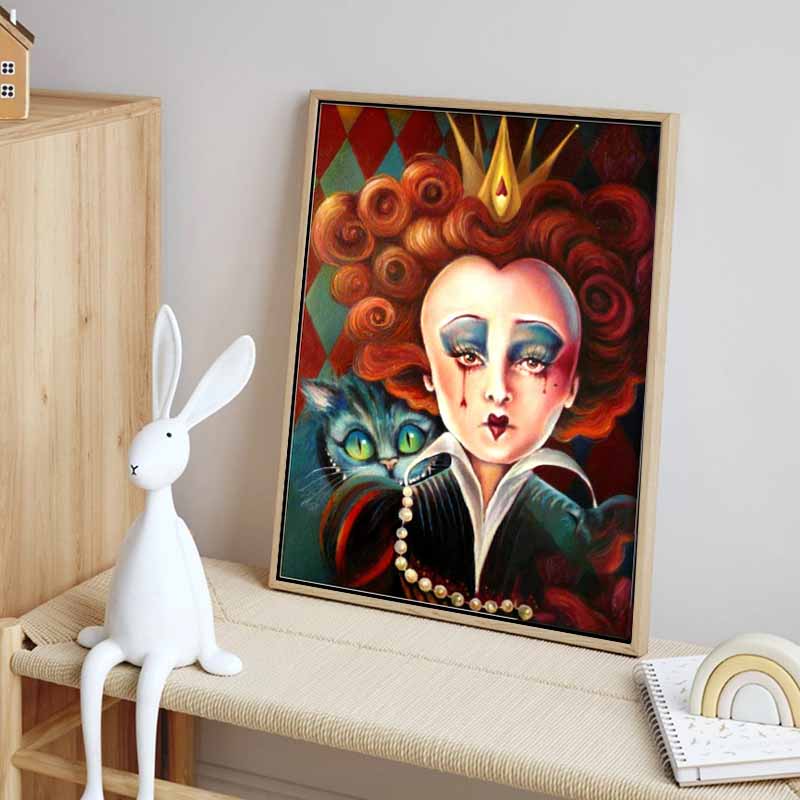 Disney Diamond Painting Red Queen Cheshire Cat Dark Art Painting Cute DIY Rhinestone Mosaic Cross Stitch Kit Embroidery Gift Home Decor