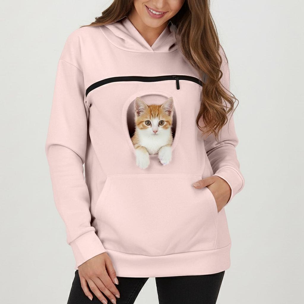 Women's Color Hoodie Loose Fit Casual Sweatshirt for Small Dogs and Cats