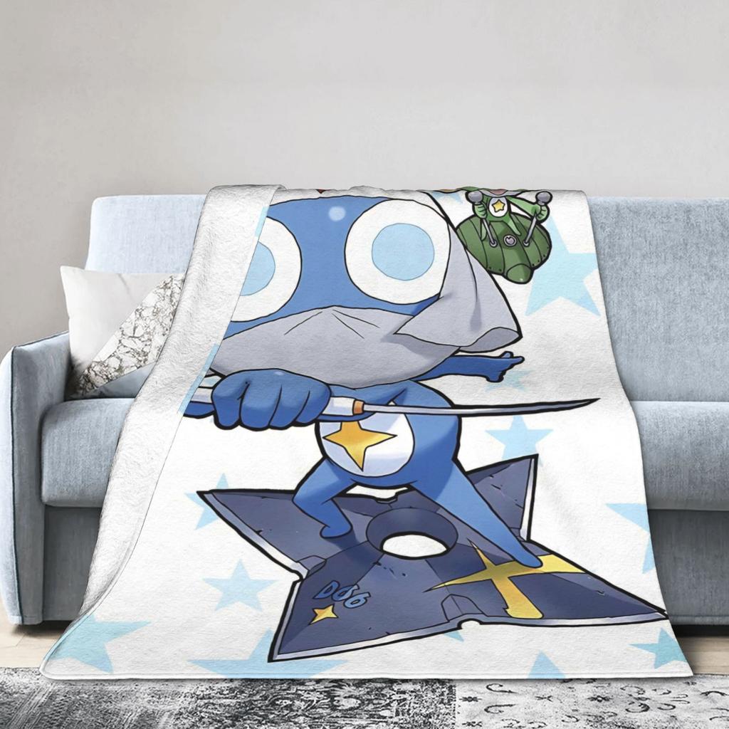Anime Keroros Frog Blanket Soft Graphic Plush Throw Blanket For Students Outdoor Flannel Bedspread Bed Cover