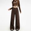 Damen Jeans mit hohem Bund und geradem Bein Lässige Weitbeinige Jeans Hose Casual Nicht-Stretch Lange Hose