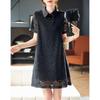 Summer Loose Women's Dress: Chinese Style Frog Button, Short Sleeve Lace Skirt, New 2026 Black Straight Design