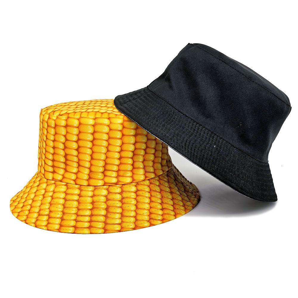 Funny Yellow Corn Pattern Bucket Hat Women Summer Beach Outdoor Travel Sunscreen Fisherman Hat Lady Fashion Decorate Sun Panama