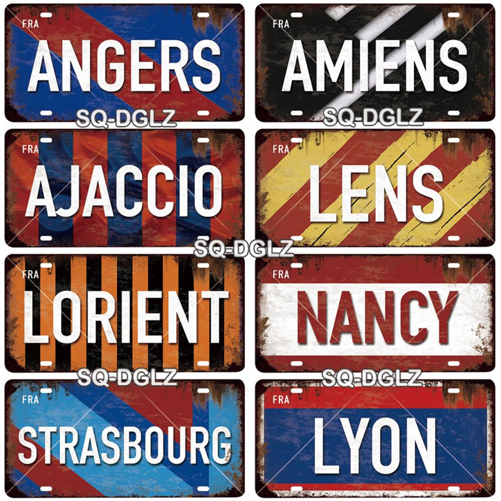 [SQ-DGLZ] Vintage France City Metal Sign Tin Sign Licenses Plate Decor Plaque Metal Vintage Bar Pub Club Home Wall Decoration