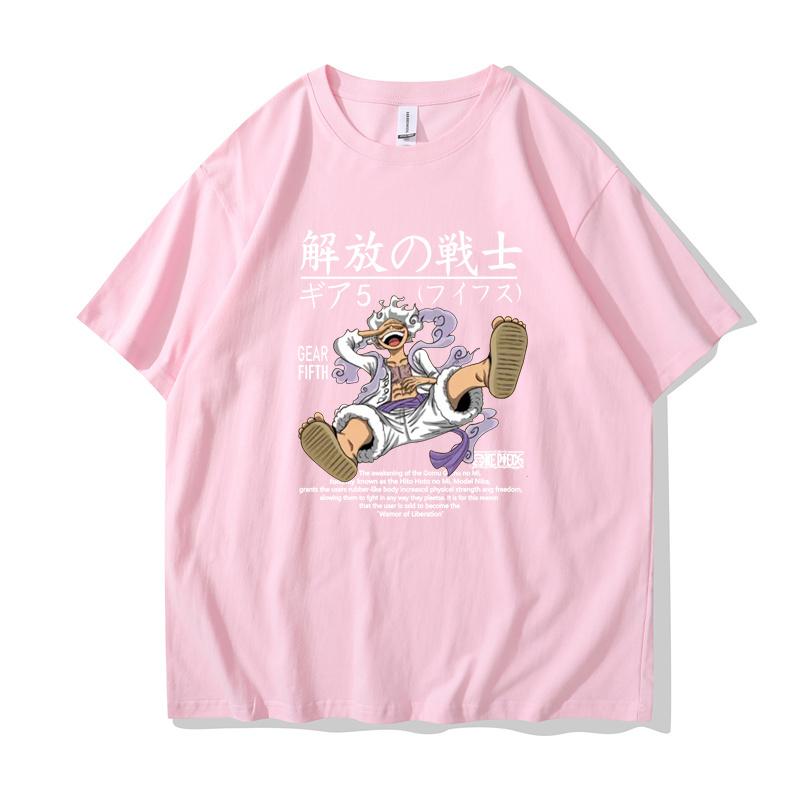 Straw Hat Pirates Nika Gear 5 Monkey D Luffy Wanted Poster Manga Unisex Men T Shirt Camisetas de Hombre Harajuku Shirts