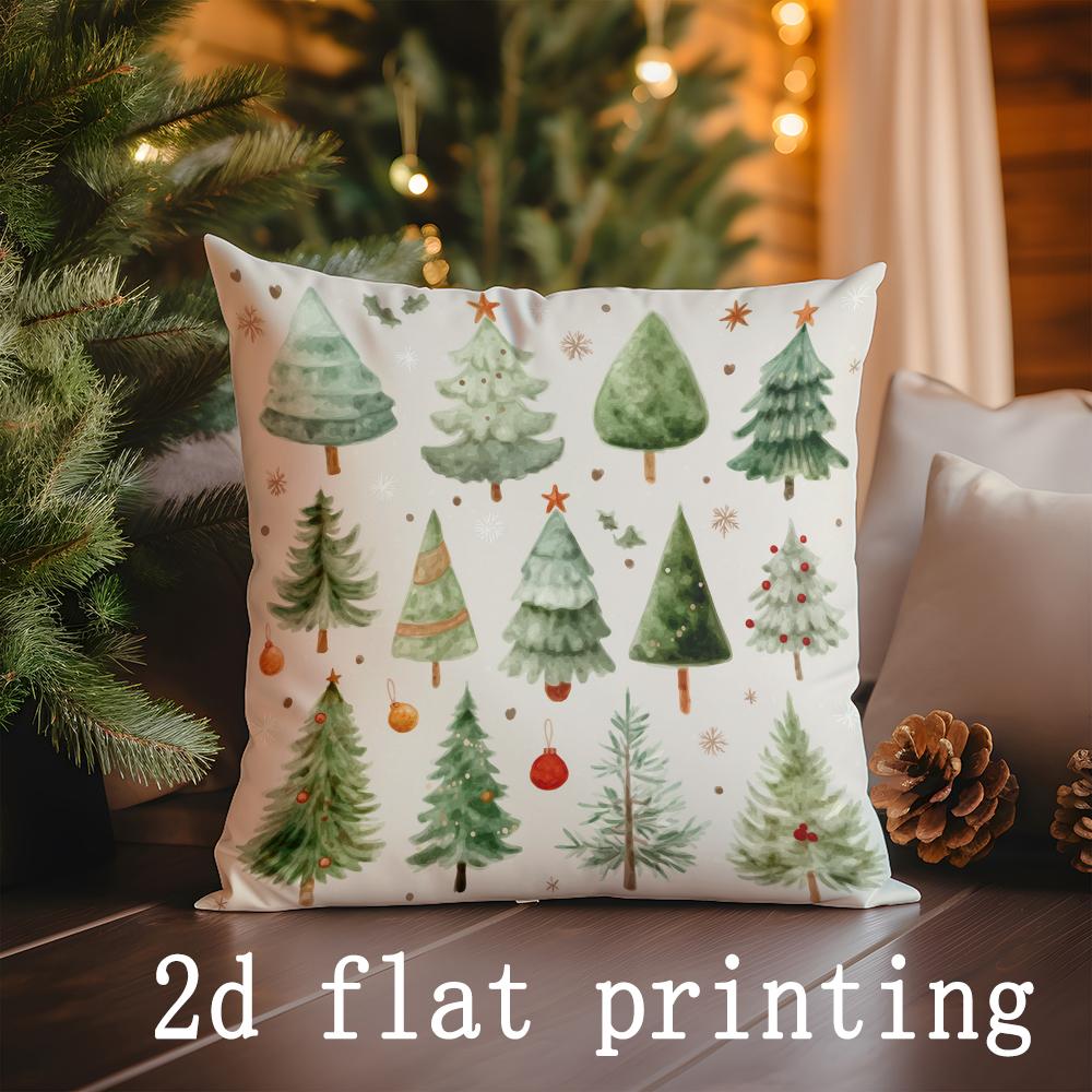 Home Decor Christmas Trees Pattern Pillowcase Suitable For Sofa Bedroom Car Pillow Cover Cushion Rectangular Back Cushion