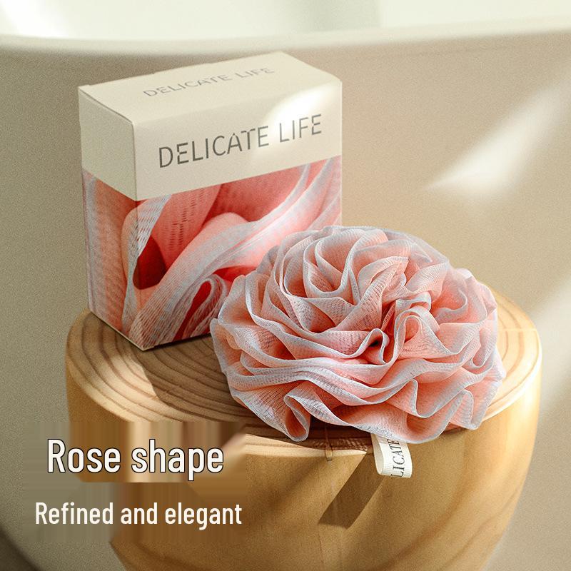 Two-Color Rose Bath Flower - Extra Large, Durable, Soft Lathering Bath Ball for Women