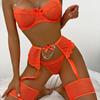 European & American Lace Mesh See-Through 4-Piece Lingerie Set for Women