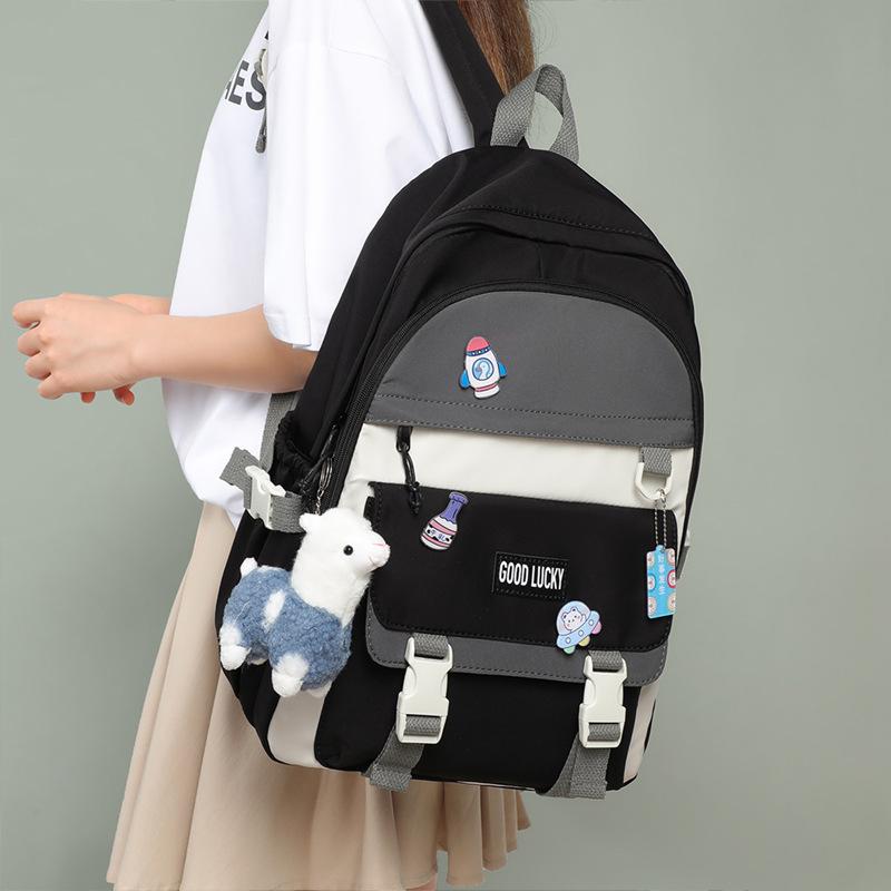 

Schoolbag Women S Backpack High School Large Capacity Junior High School Student College Student Simple Versatile Schoolbag Luggage чорний