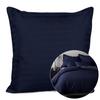 40x40 Cotton Satin Pillowcase with Stripes, Navy Blue, Zipper